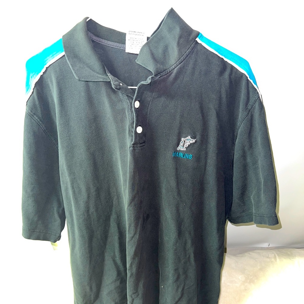 Vintage 90s Florida Marlins striped sleeve CSA polo golf shirt size XL